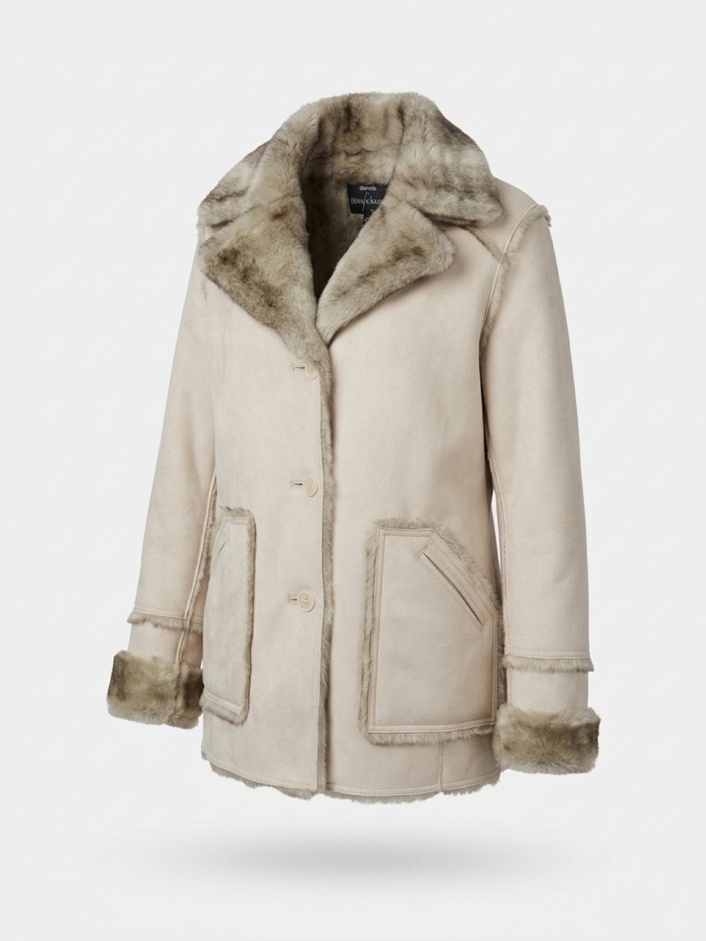 Dennis Basso reversible cream & tan fur coat XS